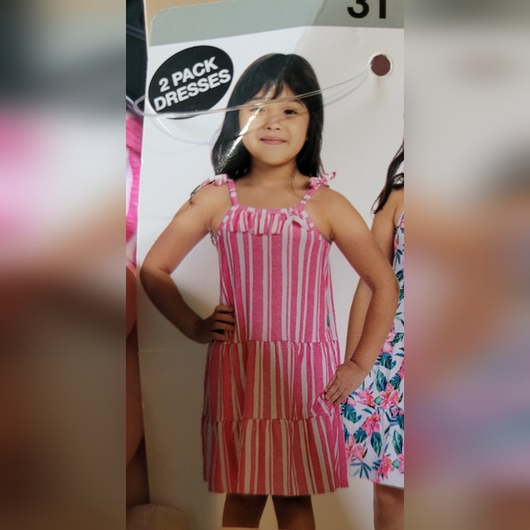 NWT Tommy Bahama 2 Pack Tropical Stripe Pink Dresses 3T - Picture 2 of 6